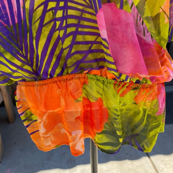 Lane Bryant Bright Tropical Print Crossover Blouse Size 18 - Picture 8 of 8